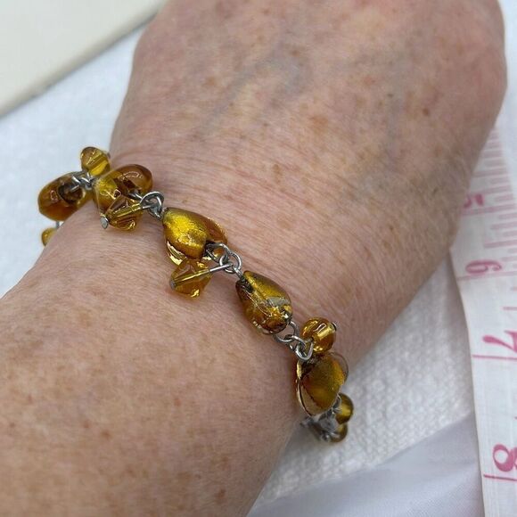 Heart shaped Italian glass beads  chain link bracelet - Picture 5 of 8